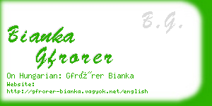 bianka gfrorer business card